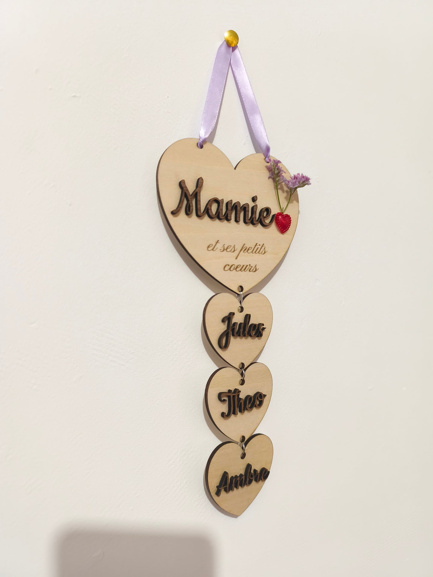 Mamie & ses petits cœurs - Personnalisée en bois - fêtes des grands mères