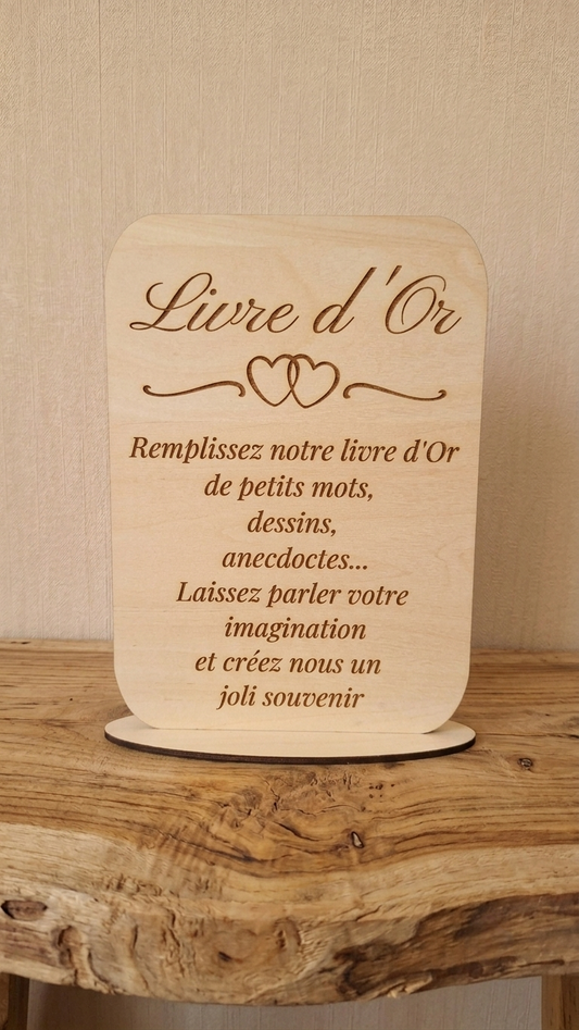 Panneau Livre d'Or en Bois, Pancarte de Mariage Personnalisée, Signalétique Mariage Bois, Panneau "Laissez-nous un message", Décoration Table Livre d'Or, Mariage Rustique et Chic.