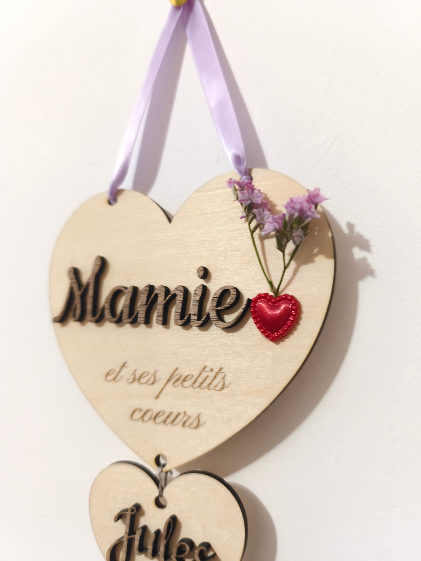 Mamie & ses petits cœurs -  Personnalisée en bois - fêtes des grands mères