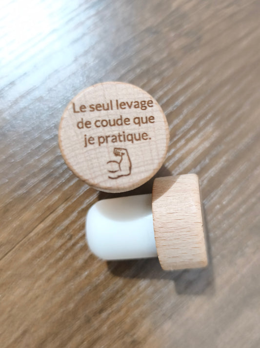 Bouchon de Bouteille en Bois Gravé – Humour Vin & Apéro - le seul levage de coude que je pratique