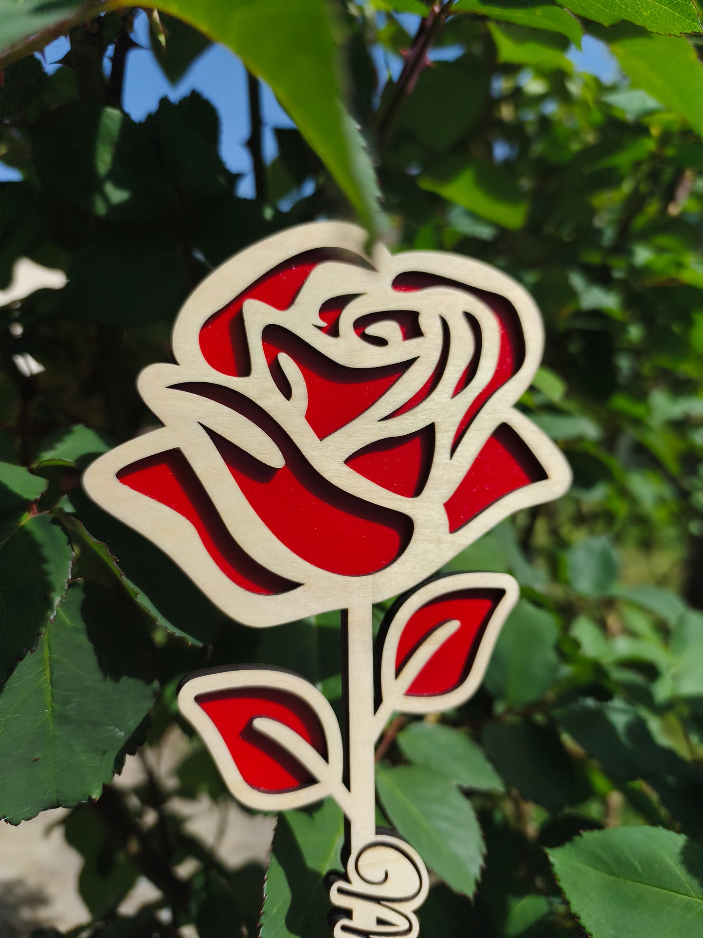 Rose éternelle en bois "maman"